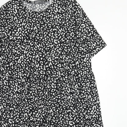 Papaya Womens Black Animal Print Polyester A-Line Size 12 Boat Neck Pullover