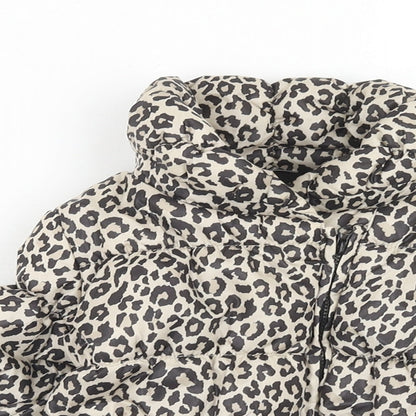 F&F Girls Brown Animal Print Puffer Jacket Jacket Size 6-9 Months Zip - Leopard Print