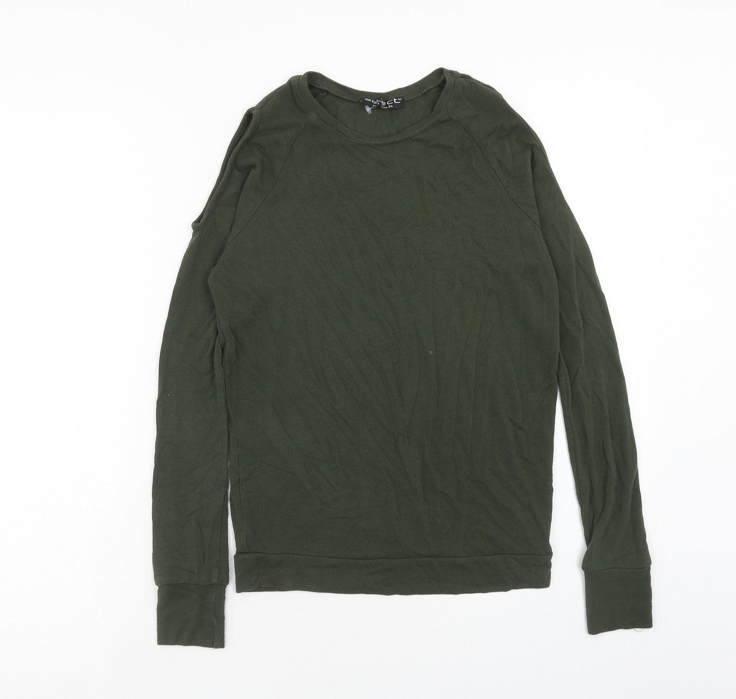 Select Womens Green Viscose Pullover Sweatshirt Size 6 Pullover - Cold Shoulder