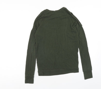 Select Womens Green Viscose Pullover Sweatshirt Size 6 Pullover - Cold Shoulder