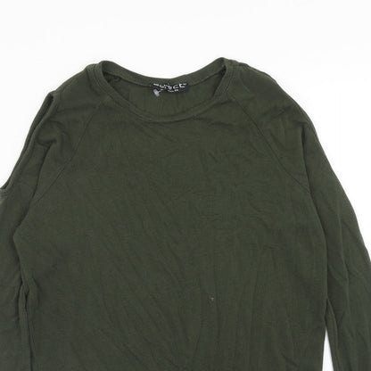 Select Womens Green Viscose Pullover Sweatshirt Size 6 Pullover - Cold Shoulder