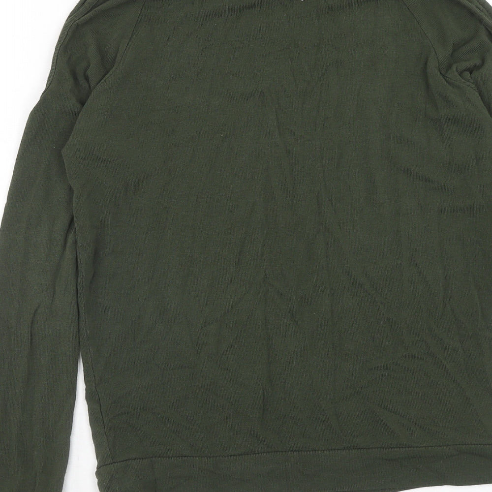 Select Womens Green Viscose Pullover Sweatshirt Size 6 Pullover - Cold Shoulder