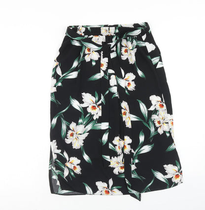 Dorothy Perkins Womens Black Floral Polyester Straight & Pencil Skirt Size 6