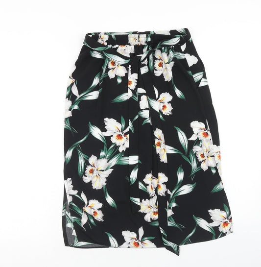 Dorothy Perkins Womens Black Floral Polyester Straight & Pencil Skirt Size 6
