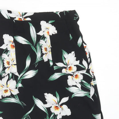 Dorothy Perkins Womens Black Floral Polyester Straight & Pencil Skirt Size 6