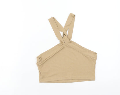 SheIn Womens Beige Polyester Cropped Tank Size M V-Neck