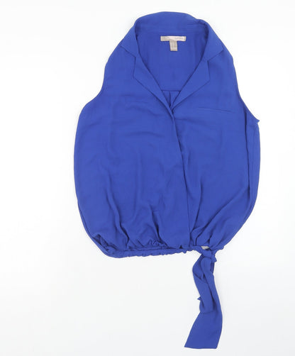 FOREVER 21 Womens Blue Polyester Basic Tank Size M Collared - Knot Front