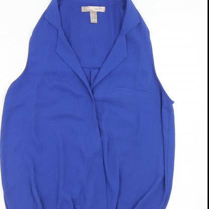 FOREVER 21 Womens Blue Polyester Basic Tank Size M Collared - Knot Front