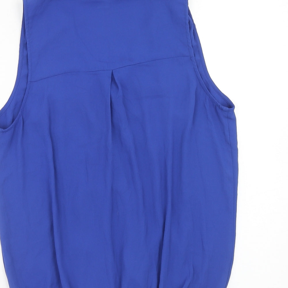 FOREVER 21 Womens Blue Polyester Basic Tank Size M Collared - Knot Front