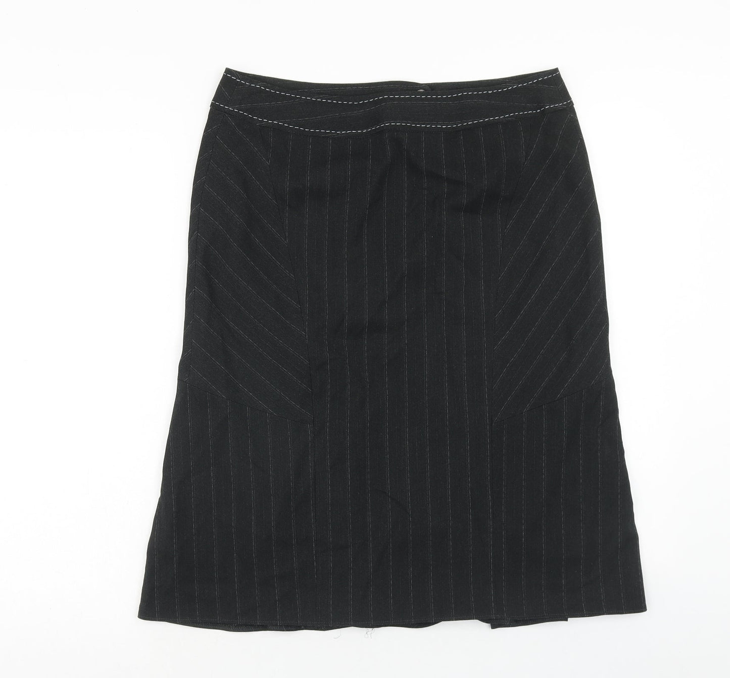 Oli Womens Black Striped Polyester A-Line Skirt Size 12 Zip