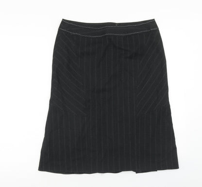 Oli Womens Black Striped Polyester A-Line Skirt Size 12 Zip