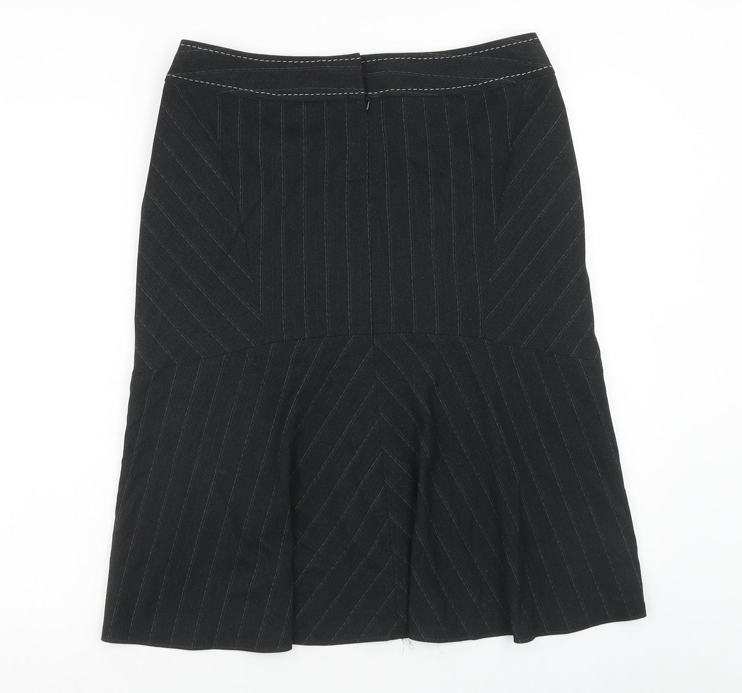 Oli Womens Black Striped Polyester A-Line Skirt Size 12 Zip