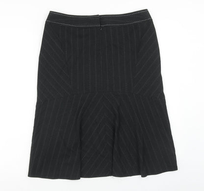 Oli Womens Black Striped Polyester A-Line Skirt Size 12 Zip
