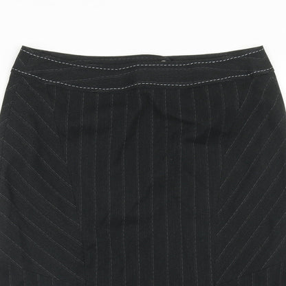 Oli Womens Black Striped Polyester A-Line Skirt Size 12 Zip