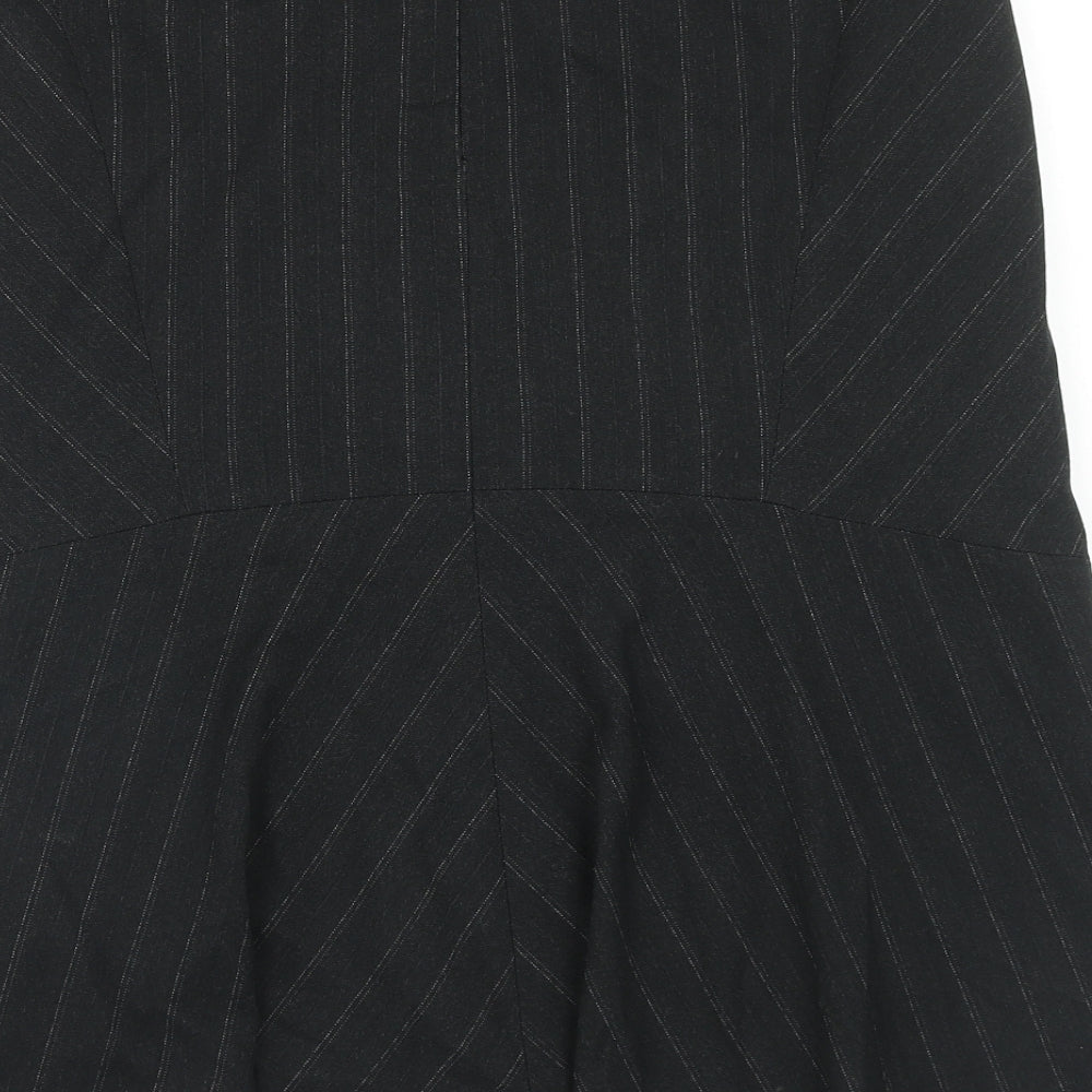 Oli Womens Black Striped Polyester A-Line Skirt Size 12 Zip