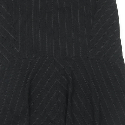 Oli Womens Black Striped Polyester A-Line Skirt Size 12 Zip