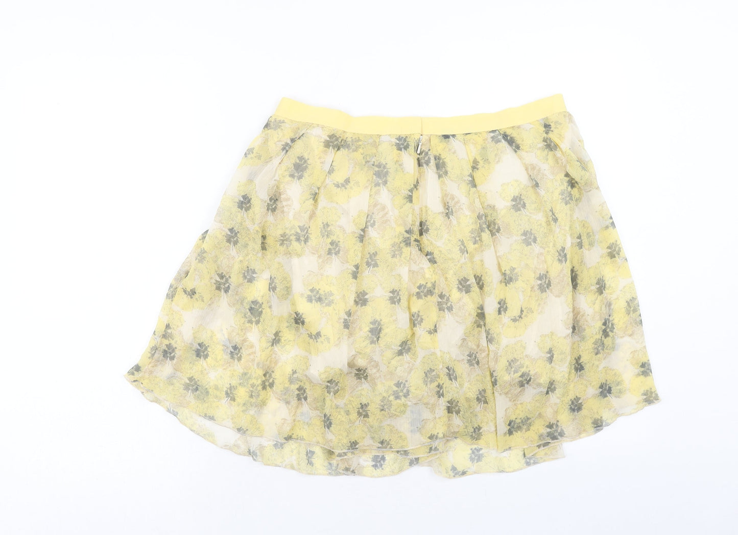 Topman Womens Yellow Geometric Polyester Flare Skirt Size 12 Zip