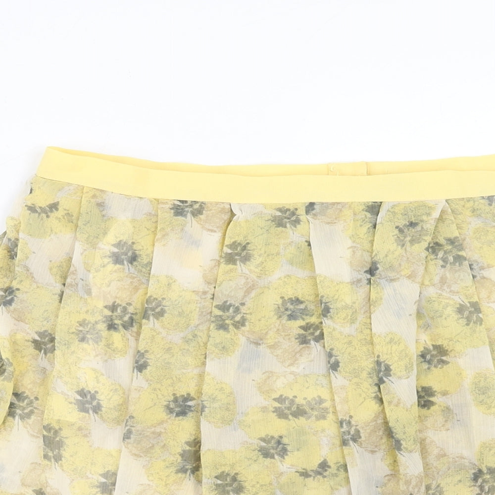 Topman Womens Yellow Geometric Polyester Flare Skirt Size 12 Zip