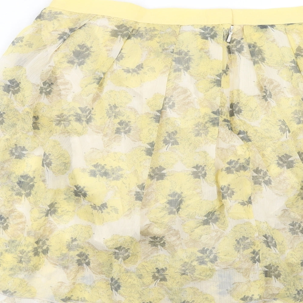 Topman Womens Yellow Geometric Polyester Flare Skirt Size 12 Zip