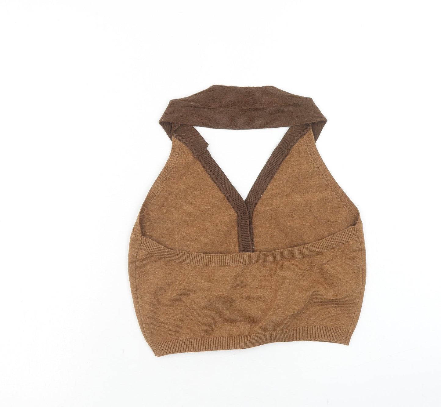 Womens UK Size M ROMWE Brown Cropped Tank