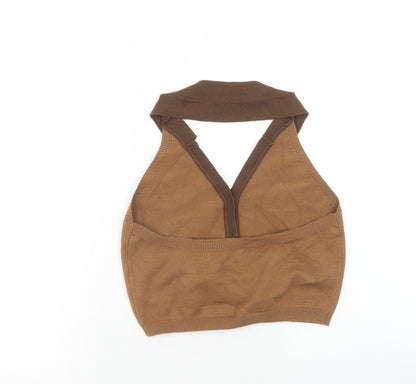 Womens UK Size M ROMWE Brown Cropped Tank