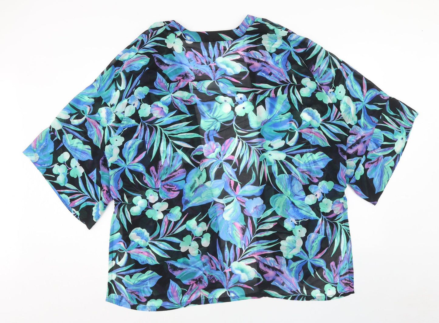 Womens UK Size XL Papaya Blue Kimono Blouse