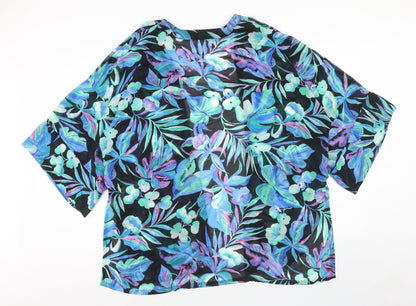 Womens UK Size XL Papaya Blue Kimono Blouse