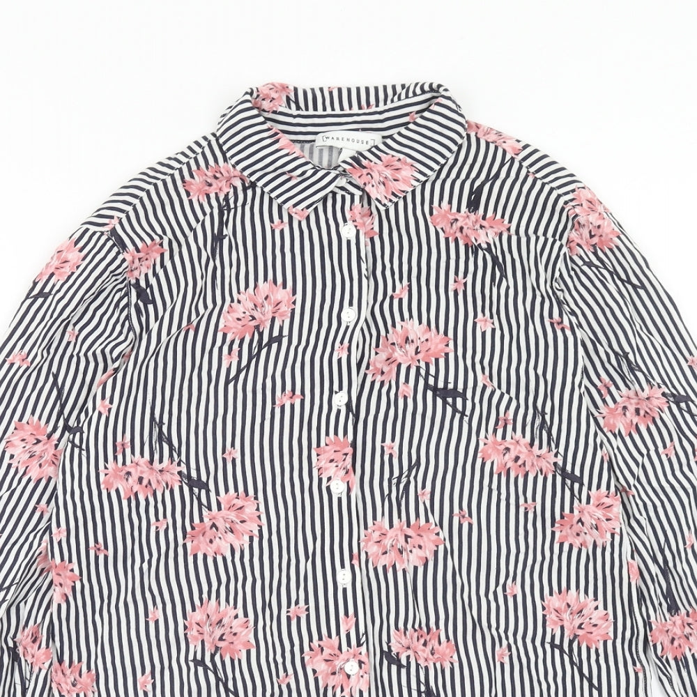 Womens UK Size 6 Warehouse Black Basic Button-Up