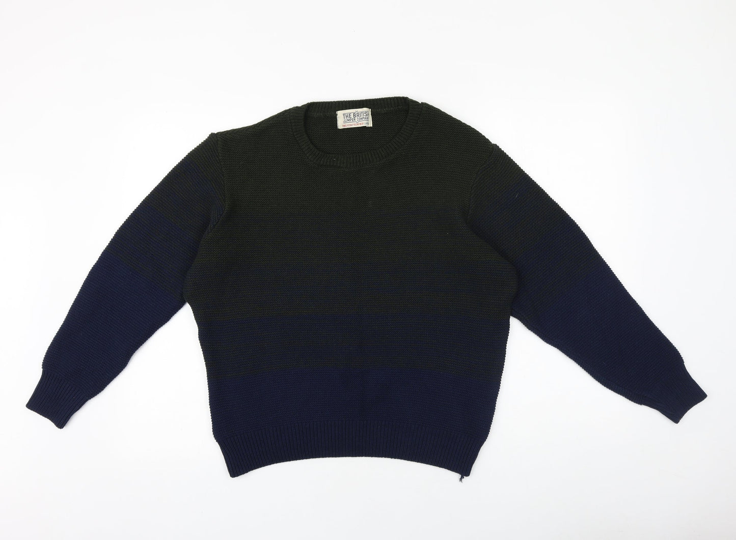 British Jumper Company Mens Blue Round Neck Acrylic Pullover Jumper Size L Long Sleeve