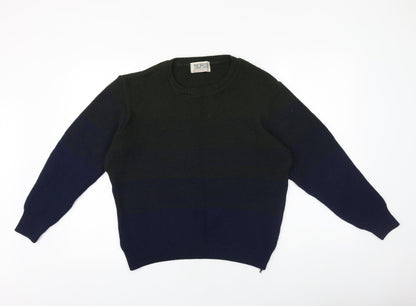 British Jumper Company Mens Blue Round Neck Acrylic Pullover Jumper Size L Long Sleeve