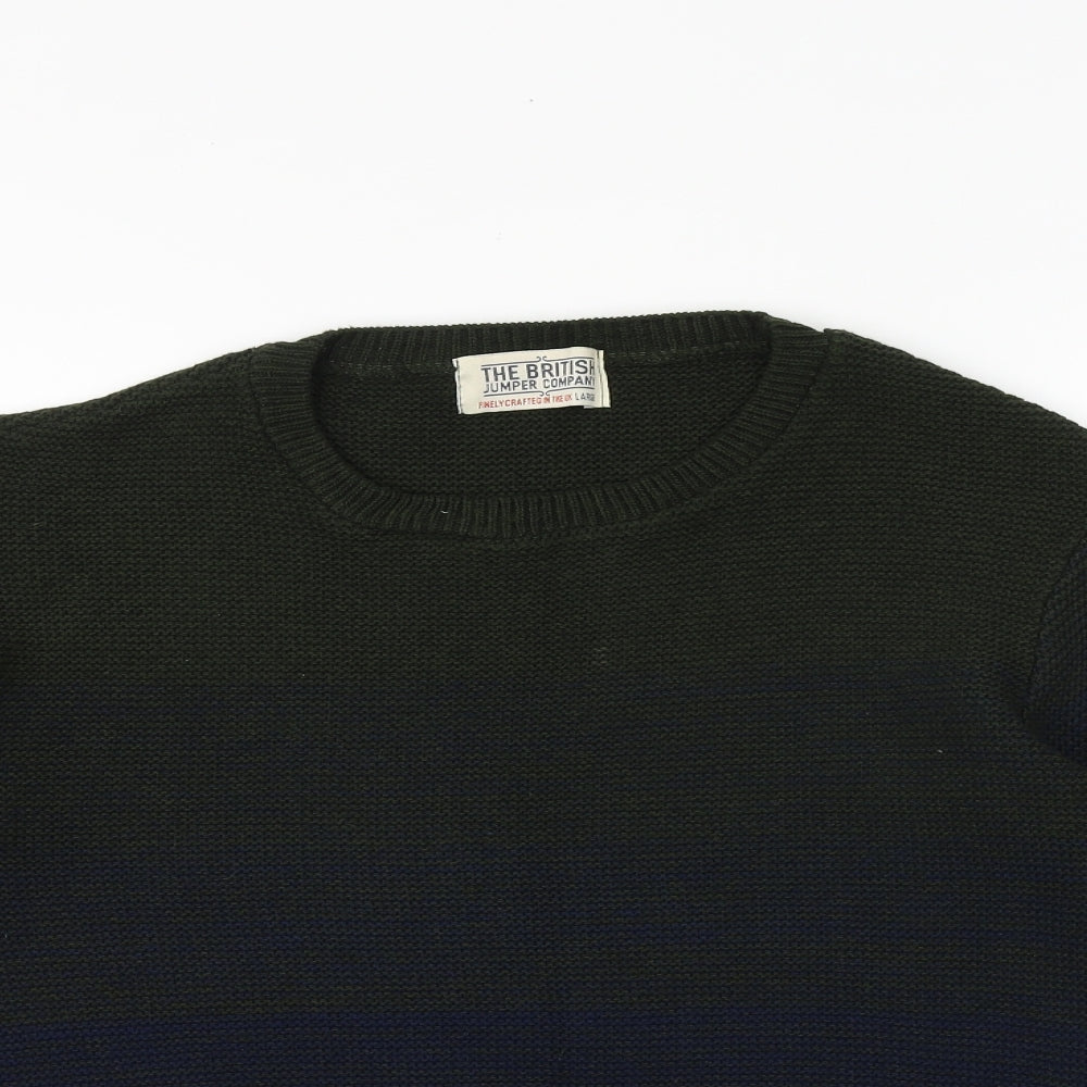 British Jumper Company Mens Blue Round Neck Acrylic Pullover Jumper Size L Long Sleeve