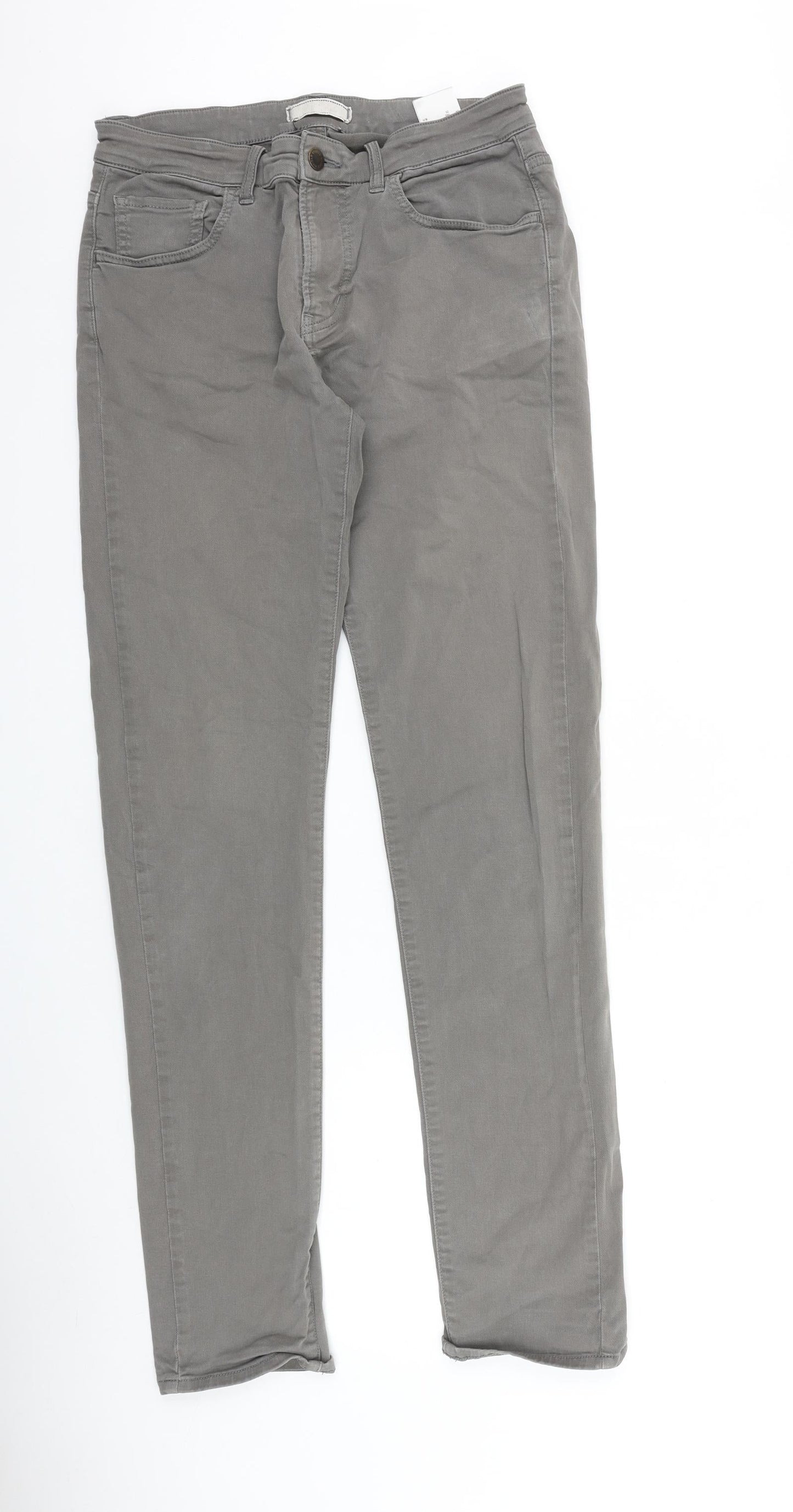 Uniqlo Womens Grey Cotton Straight Jeans Size 28 in L31 in Regular Zip