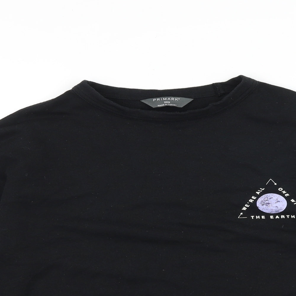 Primark Womens Black Cotton Pullover Sweatshirt Size 2XS Pullover - We're All One with the Earth