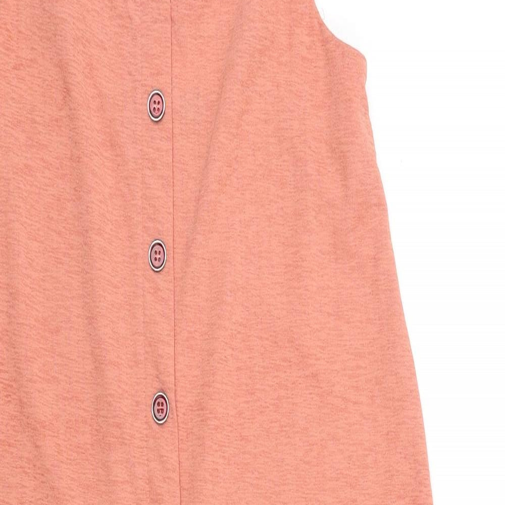 Zara Womens Pink Polyester Tank Dress Size M Square Neck Button