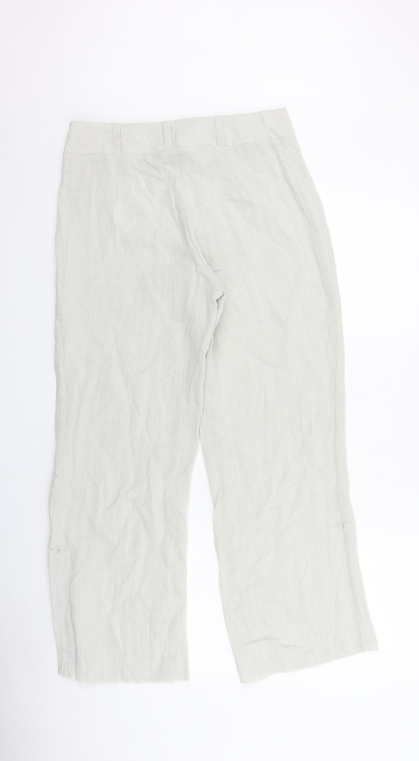Bozena Womens Green Polyester Trousers Size 12 L28 in Regular Tie