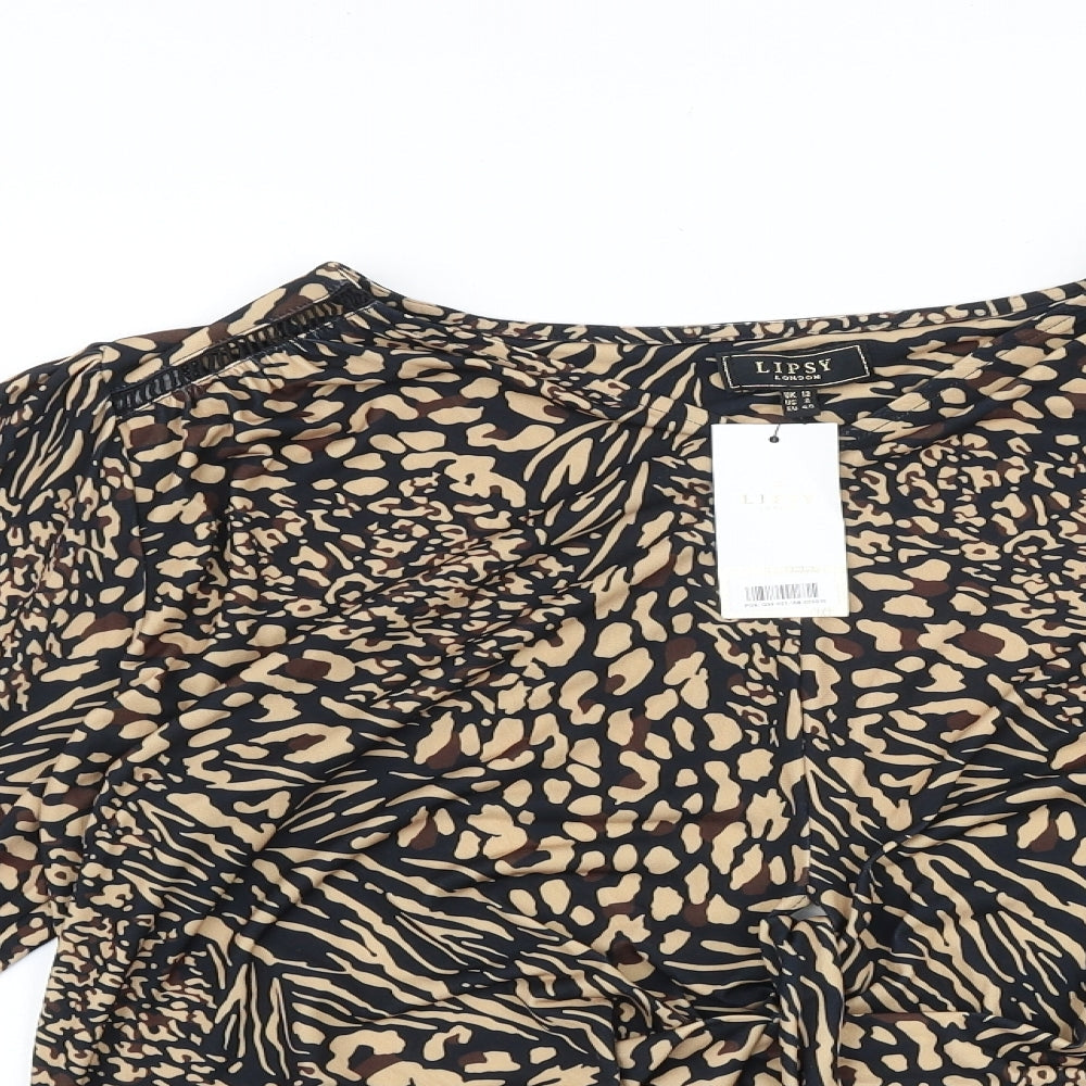 Womens UK Size 12 Lipsy Brown Basic Blouse