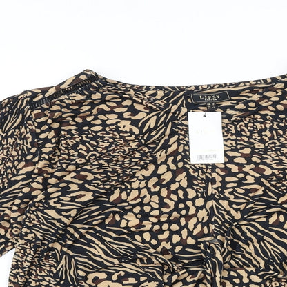 Womens UK Size 12 Lipsy Brown Basic Blouse