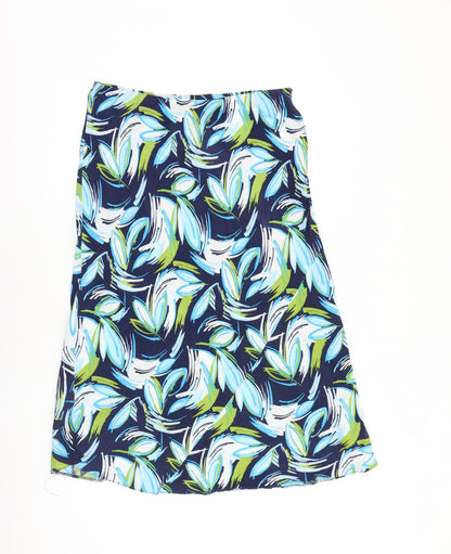Bonmarché Womens Blue Geometric Viscose Swing Skirt Size 12