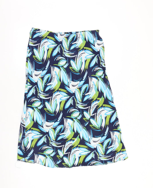 Bonmarché Womens Blue Geometric Viscose Swing Skirt Size 12