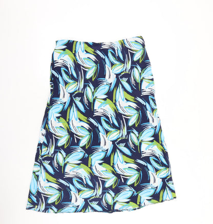 Bonmarché Womens Blue Geometric Viscose Swing Skirt Size 12