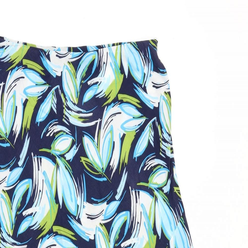 Bonmarché Womens Blue Geometric Viscose Swing Skirt Size 12