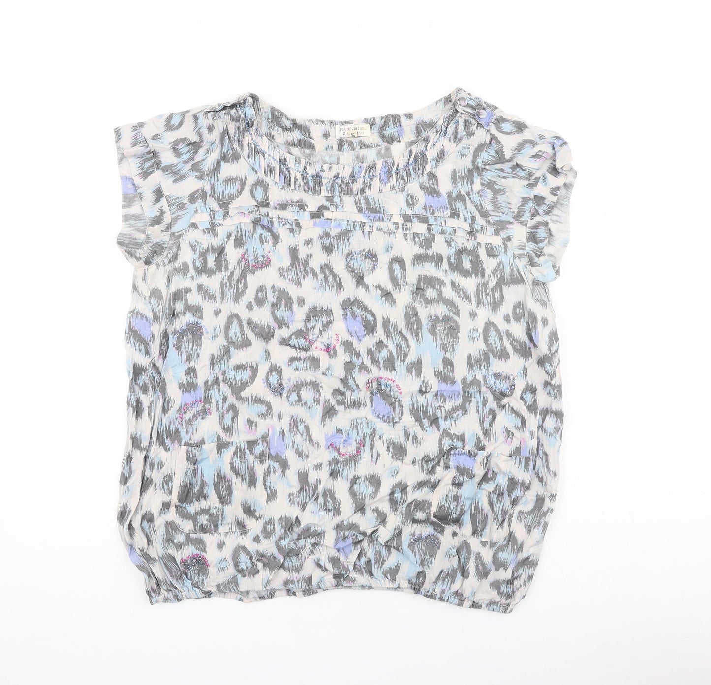 Womens UK Size 14 River Island Multicoloured Basic Blouse