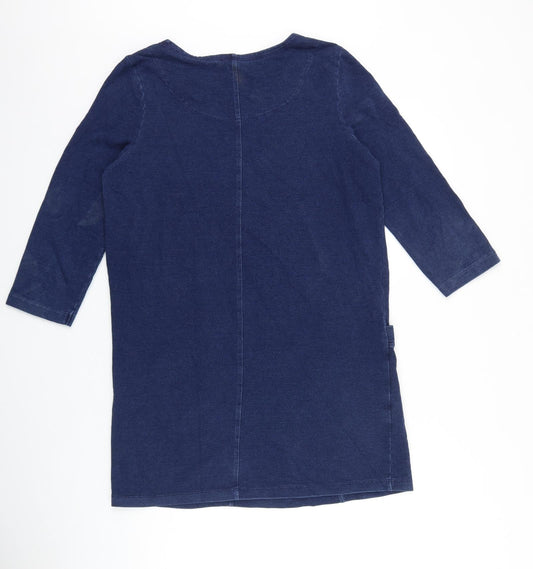 TU Womens Blue 100% Cotton A-Line Size 10 Round Neck Pullover