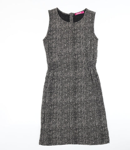INDISKA Womens Black Geometric 100% Cotton A-Line Size S Boat Neck Button