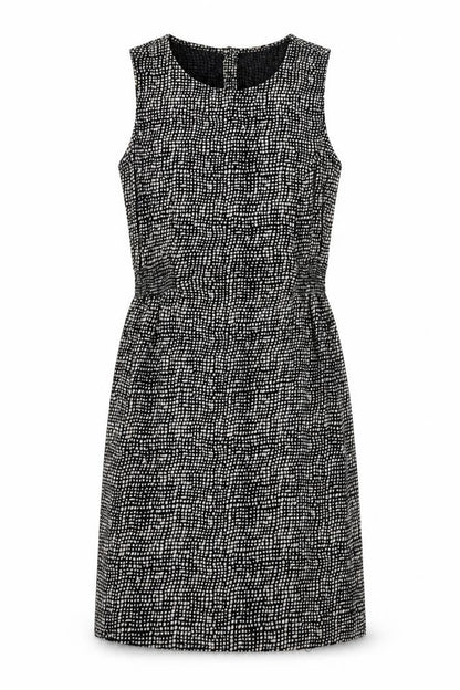INDISKA Womens Black Geometric 100% Cotton A-Line Size S Boat Neck Button