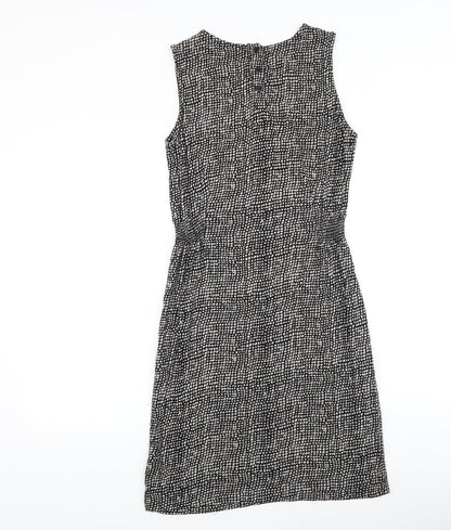 INDISKA Womens Black Geometric 100% Cotton A-Line Size S Boat Neck Button
