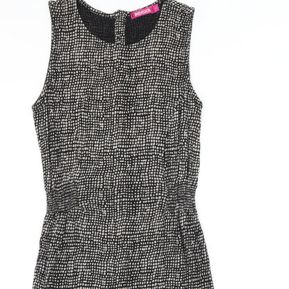 INDISKA Womens Black Geometric 100% Cotton A-Line Size S Boat Neck Button