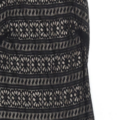 Marks and Spencer Womens Black 100% Cotton Pencil Dress Size 8 Square Neck Pullover
