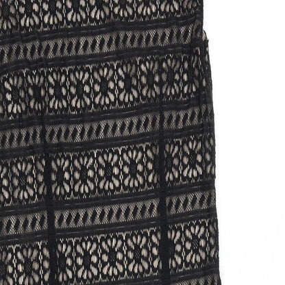 Marks and Spencer Womens Black 100% Cotton Pencil Dress Size 8 Square Neck Pullover