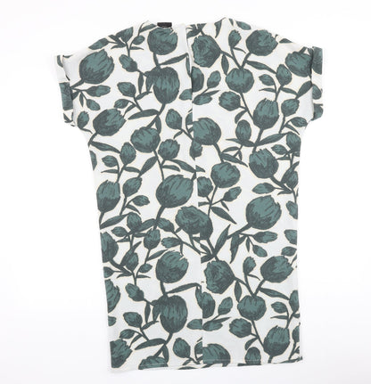 Selected Femme Womens Green Floral Viscose Sheath Size 6 Boat Neck Button